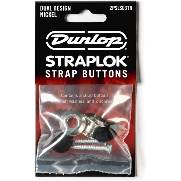 Strap Button Set For Dunlop Straploks, Nickel, Dunlop 2PSLS031N.  BUTTONS ONLY