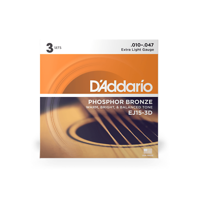 Acoustic Extra Light 10 47 3 Set Pack D Addario EJ153D Phosphor