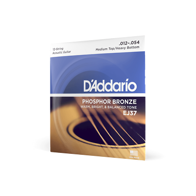 12 String Acoustic Guitar Strings D Addario EJ37 Phosphor Bronze