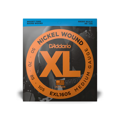 Short Scale Bass Guitar Strings 4-String Nickel Wound 50-105 D'Addario EXL160S