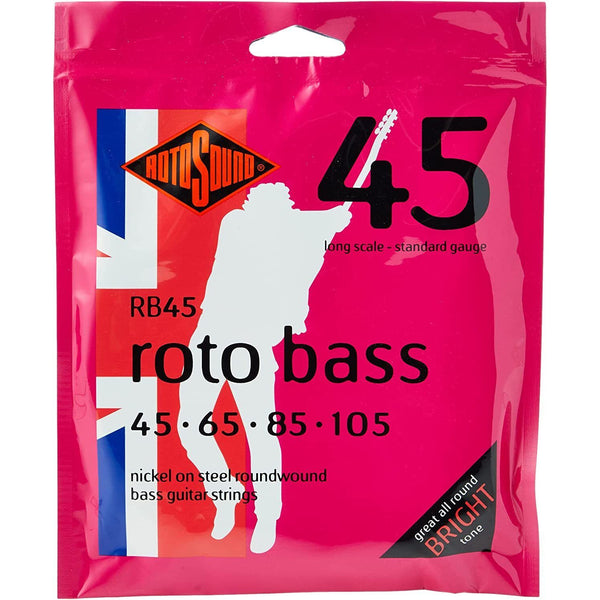 Bass Guitar Strings 45-105 Long Scale,  Rotosound  RB45 Nickel Roundwound
