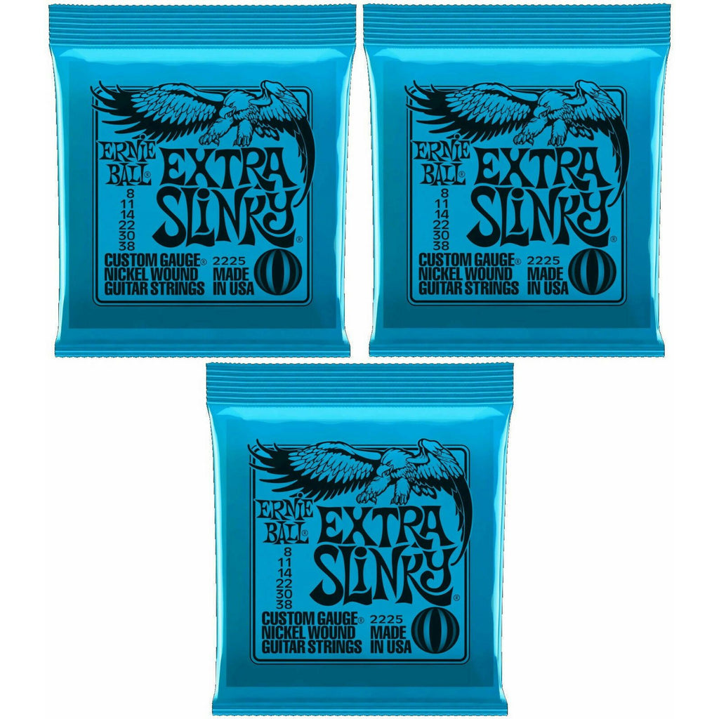 3 x Ernie Ball Extra Slinky Electric Guitar Strings 8 38. P N