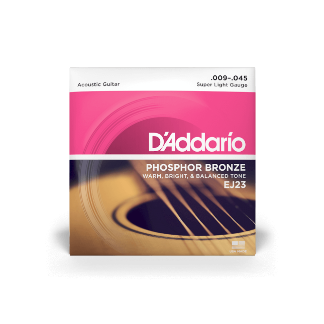 Super Light Acoustic Guitar Strings By D'Addario, EJ23. 09,12,15,25,35,45 Gauge