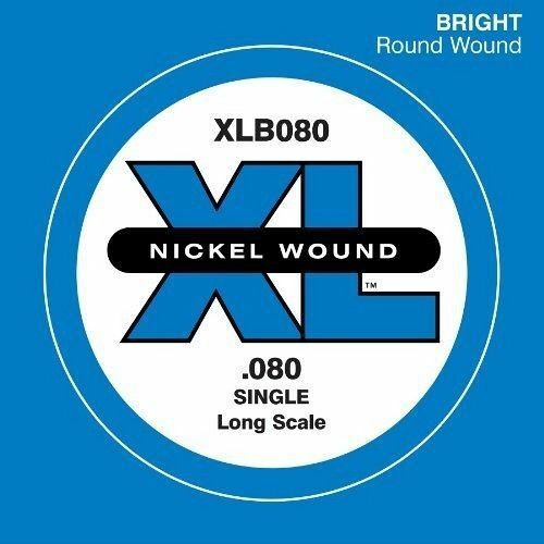 D'Addario XLB080 Nickel Wound Bass Guitar Single String, Long Scale .080