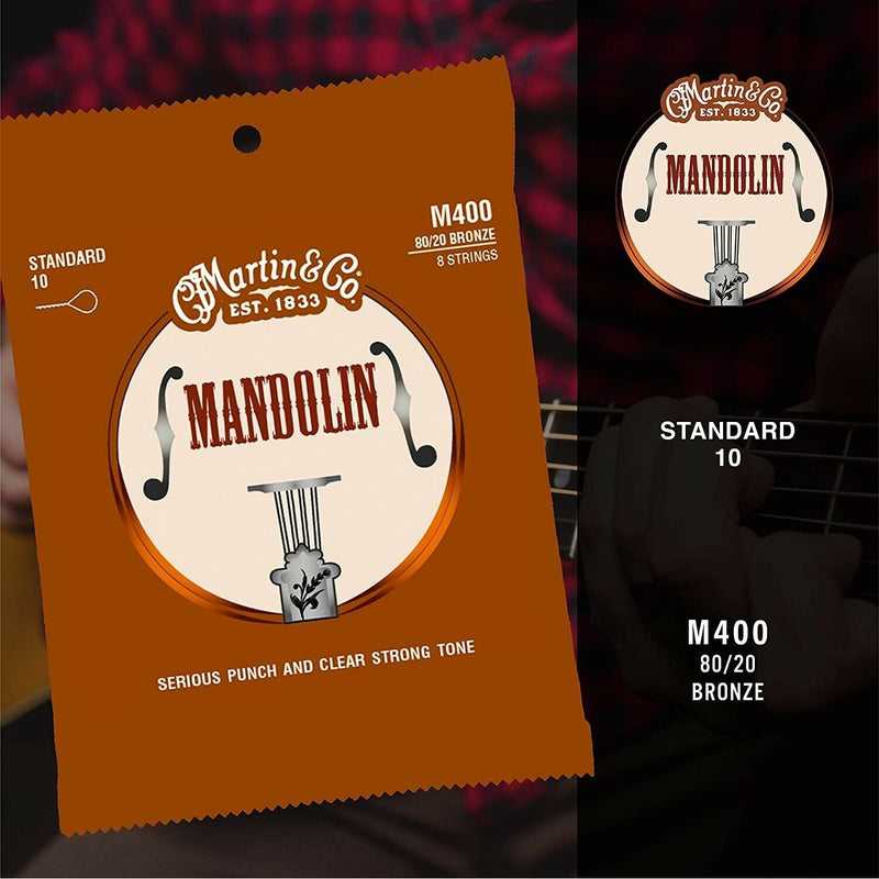 Martin M400 Mandolin Strings. 80/20 Bronze 10-34 Light Gauge, Loop Ended.