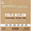 D'Addario EJ33 Folk Nylon Ball End Classical Guitar Strings.Easy String Changing