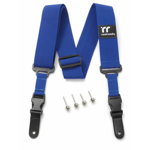 Guitar Strap By Rockready, 'Snap Strap' Blue Finish. Easy Install Locking Strap.