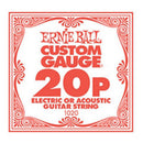 Single Guitar Strings, 6 Pack, 'G' Ernie Ball .020P Custom Gauge