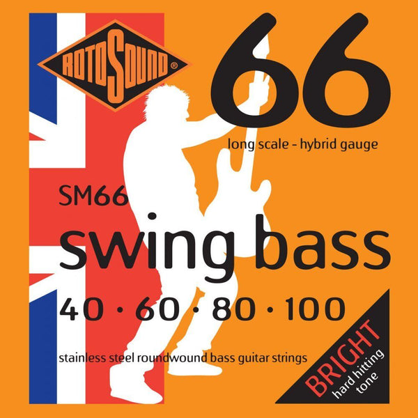 Rotosound SM66 Swing Bass Stainless Steel Roundwound Bass Guitar Strings 40-100