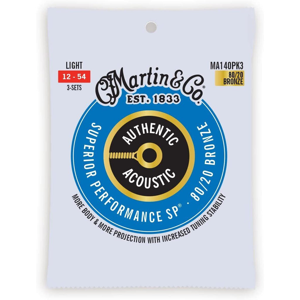 Acoustic Guitar Strings 3 Pack Martin MA140PK3 12 54Gauge Multi Pack Value