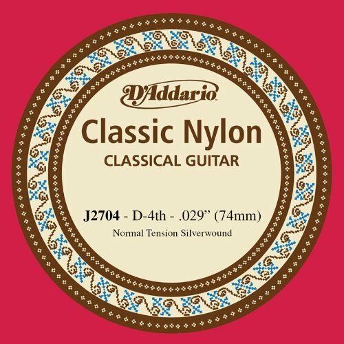 D'Addario J2704 Classic Silver Wound Nylon 4th (D) String for Classic Guitar X5