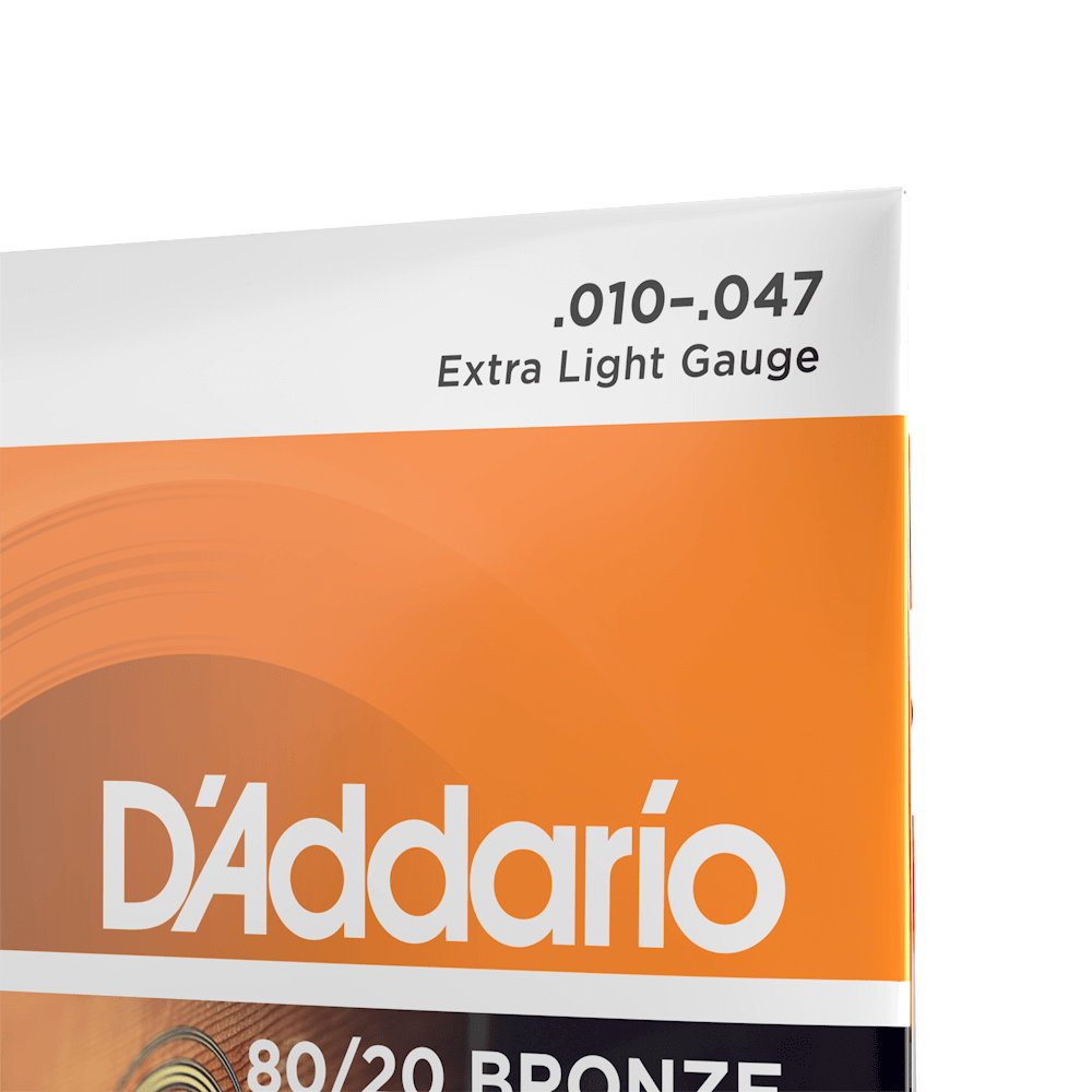 Acoustic Extra Light Guitar Strings D Addario EJ10 80 20 Bronze 10 47 Gauge