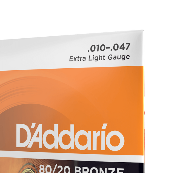 Acoustic Extra Light Guitar Strings, D'Addario  EJ10 80/20 Bronze , 10/47 Gauge
