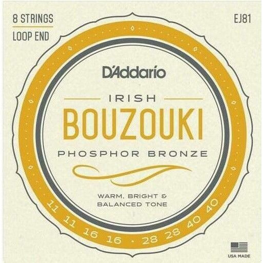 Bouzouki Strings Irish Tuning, Phosphor Bronze, 11-40 Gauge By D'Addario EJ81