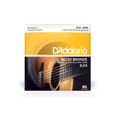 D'Addario EJ14 80/20 Bronze, 012- 056 'Bluegrass' Acoustic Guitar Strings