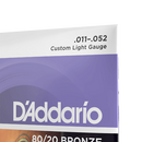 Acoustic Guitar Strings, Custom Light 11/52 Gauge, D'Addario EJ13 80/20 Bronze