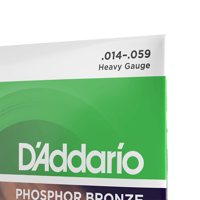 Heavy Gauge Acoustic Guitar Strings,  D'Addario EJ18 Phosphor Bronze 14-59,