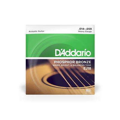 Heavy Gauge Acoustic Guitar Strings,  D'Addario EJ18 Phosphor Bronze 14-59,