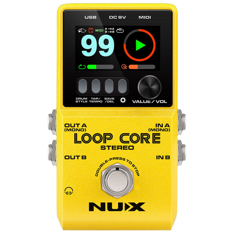 NUX Loop Core Stereo Pedal. Built-in Drum Machine, Up to 6 Hours Recording Time