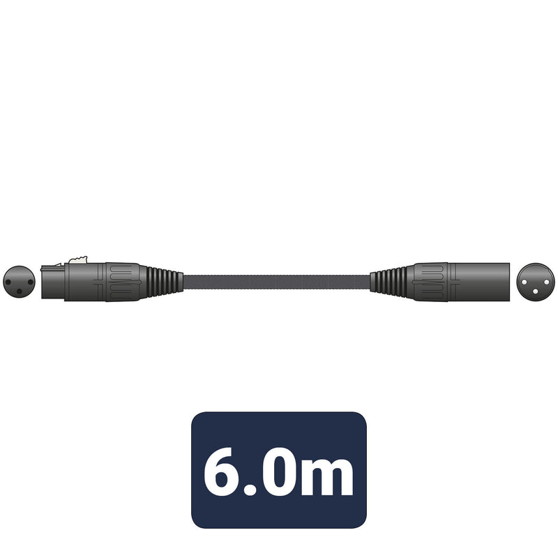 Microphone Lead By Citronic, Retro Braided XLRF-XLRM - Black 6m p/n:-190.268UK