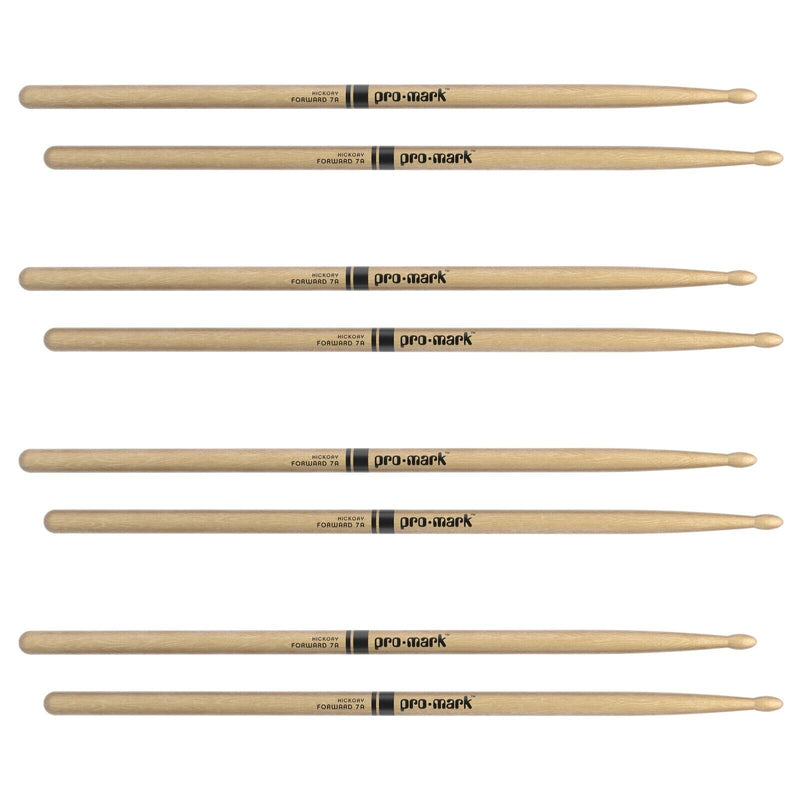 Promark TX7AW '4 Pack' Hickory 7A Wood Tip Drum Sticks - Value Pack