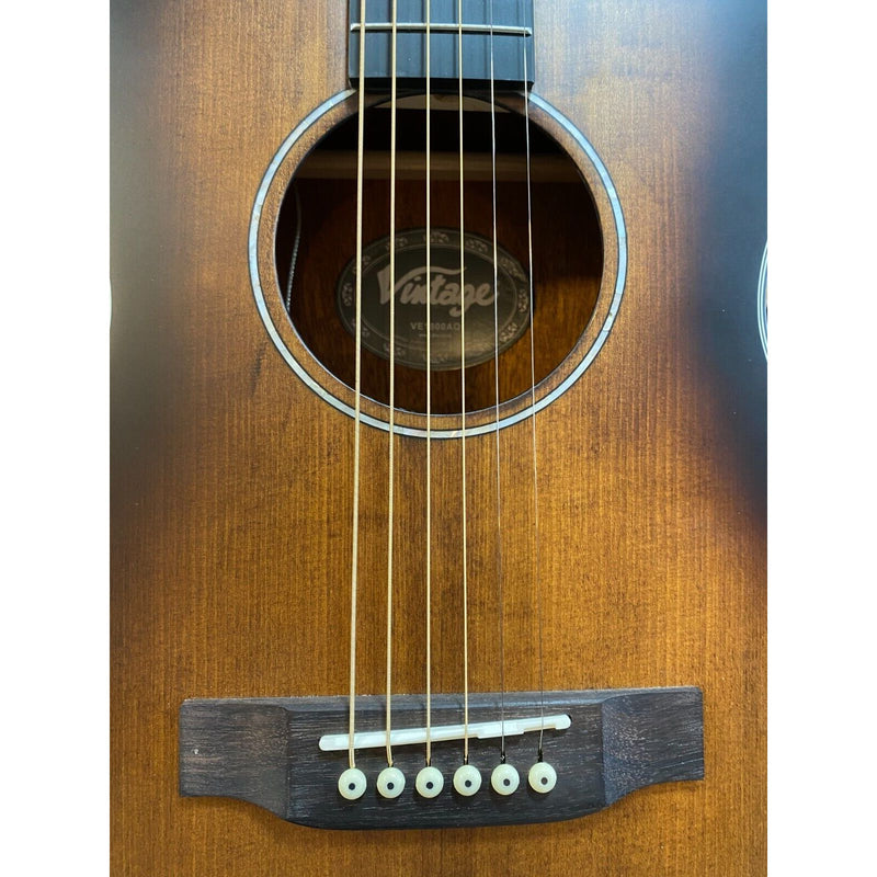 Vintage Stage Series VE1800AQ 'Parlour' Electro-Acoustic Guitar ~ Antiqued