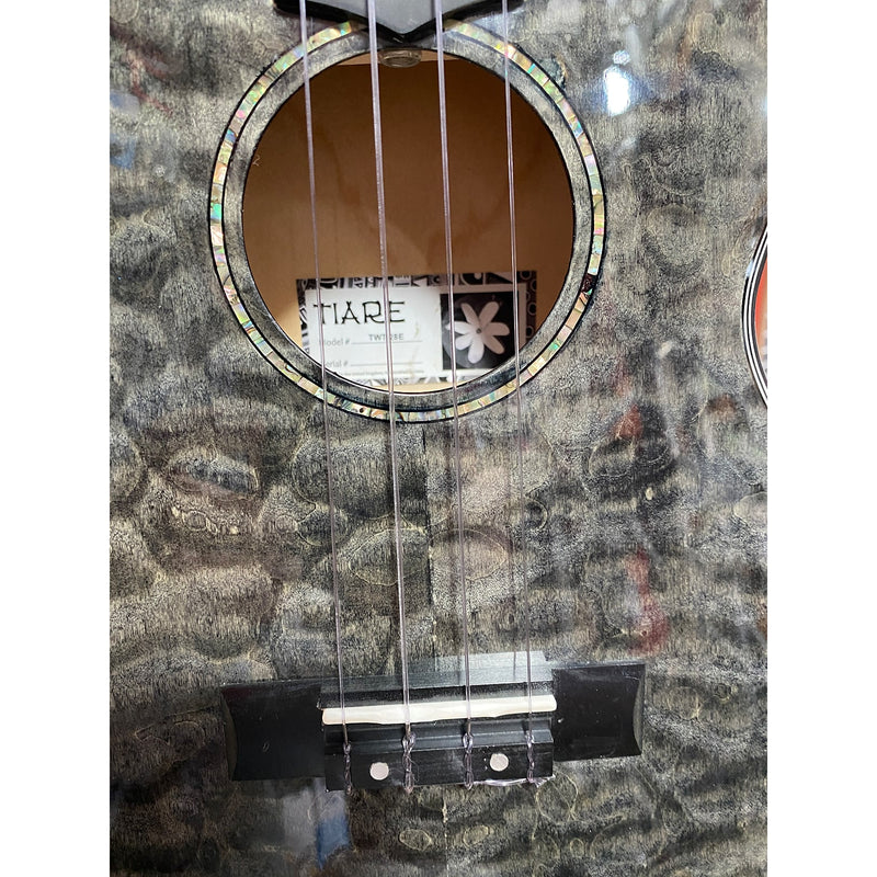 Tanglewood Tiare Tenor Electro Ukulele TWT28-E 2022 - Obsidian Black Gloss, Quilted Maple