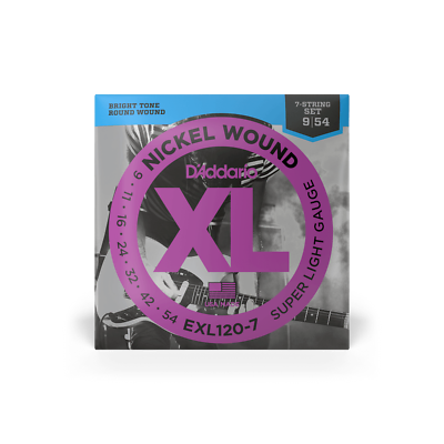 7-String Electric Guitar Strings, D'Addario EXL120-7 Nickel Wound 09-54