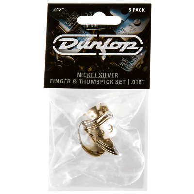 Dunlop 33P.018 Nickel Silver Finger and Thumbpick Player Pack (Pack of 5)