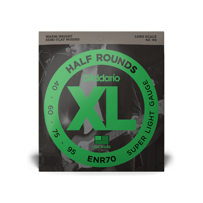 Half Round Bass Strings, 40-95 Gauge, Pure Nickel,D'Addario ENR70