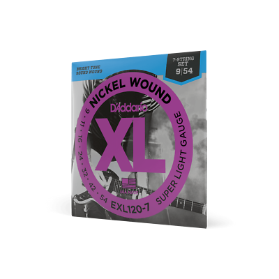 7-String Electric Guitar Strings, D'Addario EXL120-7 Nickel Wound 09-54