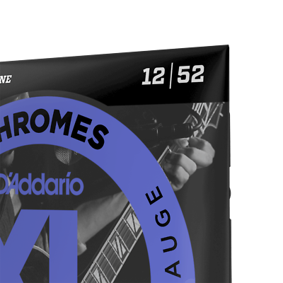Flat Wound Strings By D'Addario ECG25 Chrome Flats, Light Electric Strings 12-52