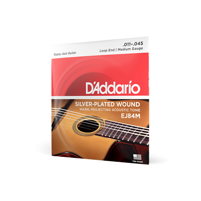 2x D'Addario EJ84M Gypsy Jazz, Loop End Guitar Strings Light, 11-45 Medium