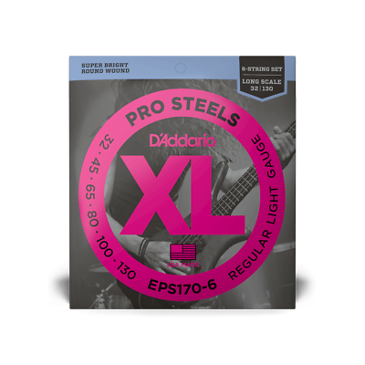 6-String Bass Set By D'Addario Pro Steels 32-130 Stainless Steel  EPS170-6