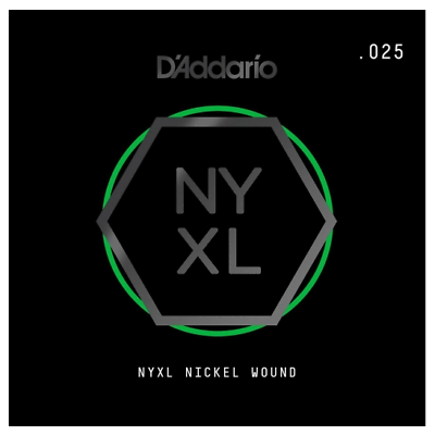 D'Addario NYNW025 NYXL Nickel Wound Electric Guitar Single String, X 2 Strings