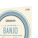 2 x Sets D'Addario EJ69B 5-String Banjo Strings, Phosphor Bronze, Ball End Light