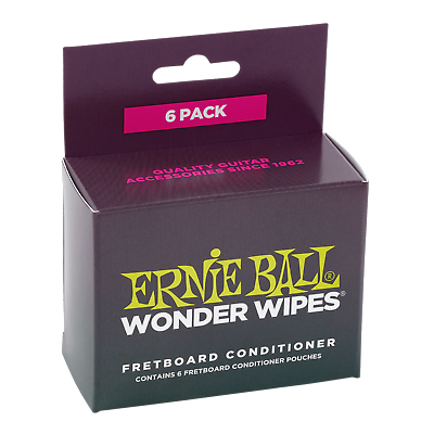 Ernie Ball 4276 Wonder Wipes, Fretboard Cleaner (6 Pack). Nourish your Neck !