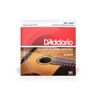 Gypsy Jazz, Loop End Guitar Strings By D'Addario EJ84M Light, 11-45 Medium