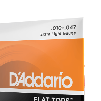 Flat Top Extra Light  Acoustic Guitar Strings, D'Addario EFT15,  (.010-.047)