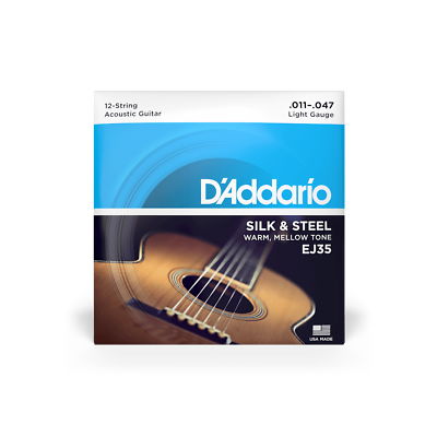 Silk & Steel 12-String Folk Guitar Strings By D'Addario EJ35  (.011-.028)