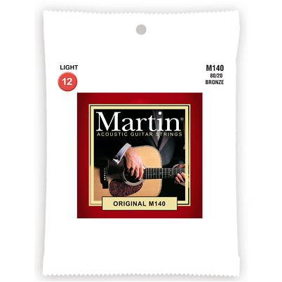 Acoustic Guitar Strings Martin M140 Light 80/20 Bronze.12-54 Gauge, Set of 6.