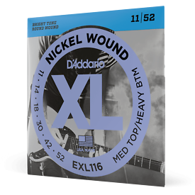 D'Addario EXL116 Two Pack  Nickel Guitar Strings, 11-52 Medium Top/Heavy Bottom