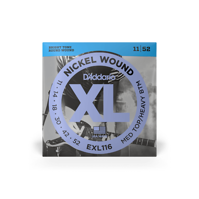 Electric Guitar Strings By D'Addario EXL116 ,11-52 Medium Top -  Heavy Bottom