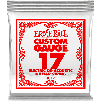 Ernie Ball .017 Custom Gauge Guitar Single Strings Electric or Acoustic Pack 6