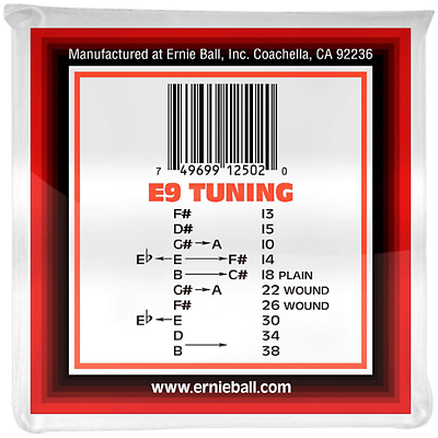 Pedal Steel Guitar Strings E9 Tuning 13-38 10-String Set By Ernie Ball