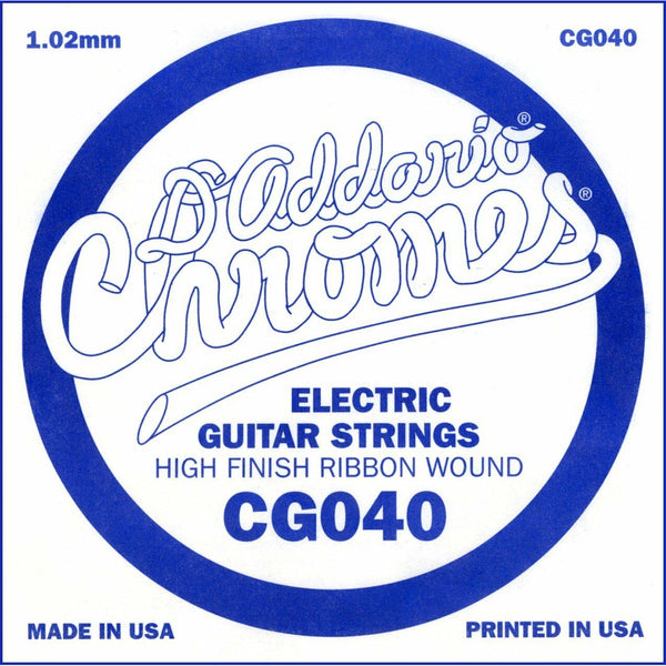 D'Addario CG040 Chrome Flatwound Electric Guitar Single Strings Gauge 040 5 Pack