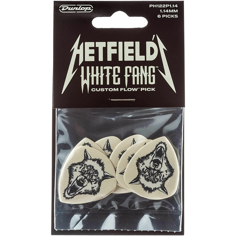 James Hetfield' Dunlop White Fang 1.14 mm X 6 Custom Guitar Picks,  PH122P1.14