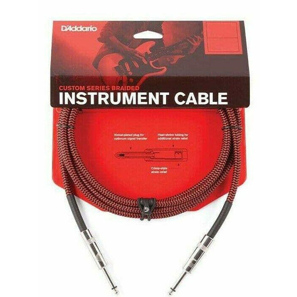 D'Addario Braided Instrument Cable Red 10 feet PW-BG-10RD