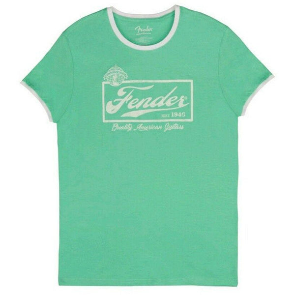Fender T-Shirt - Beer Label / Surf Green - M P/N 9193010547