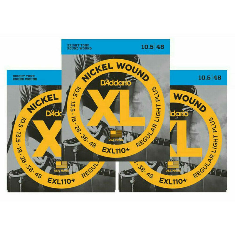 3 x SETS  D'Addario EXL110+ Electric Guitar Strings. 10.5p - 48w Gauge